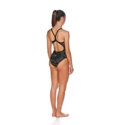 Arena Water One Piece Light Drop Back -Sport Blue Motion 001381 black grey back r