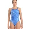 Arena Marbled Light Drop Back -Sport Blue Motion 005563 777 women s swimsuit lightdrop back marbled 001 o