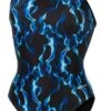 Dolfin Women's Print V-Back One Piece 1 Dolfin Women's Print V-Back One Piece -Sport Blue Motion 0100 b13d front
