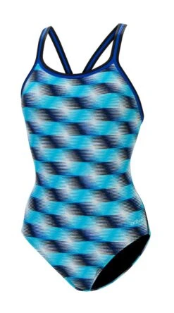 Dolfin Women's Print DBX Back One Piece -Sport Blue Motion 0231 b45d front 4