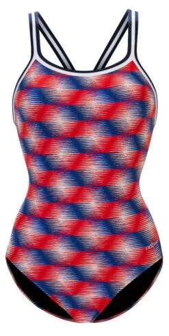 Dolfin Women's Print DBX Back One Piece -Sport Blue Motion 0231 b57d front2 4