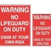 Warning Swim At Your Own Risk Sign -Sport Blue Motion 18146