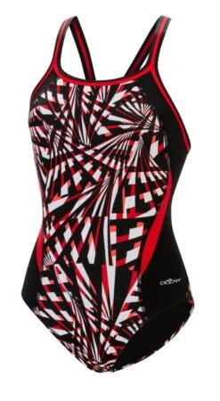 Dolfin Women's Print Color Block DBX Back One Piece 20 Dolfin Women's Print Color Block DBX Back One Piece -Sport Blue Motion 5m00 b39d front