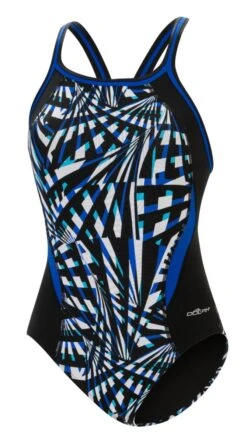 Dolfin Women's Print Color Block DBX Back One Piece 26 Dolfin Women's Print Color Block DBX Back One Piece -Sport Blue Motion 5m00 b43d front