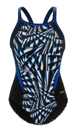 Dolfin Women's Print Color Block DBX Back One Piece 27 Dolfin Women's Print Color Block DBX Back One Piece -Sport Blue Motion 5m00 b43d front2
