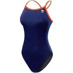 TYR Hexa Durafast Diamondfit -Sport Blue Motion dhex7 navy orange front