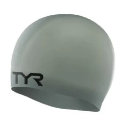 TYR Wrinkle-Free Silicone Swim Cap -Sport Blue Motion lcs grey