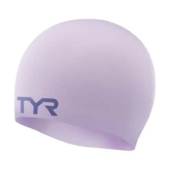 TYR Wrinkle-Free Silicone Swim Cap -Sport Blue Motion lcs lavender