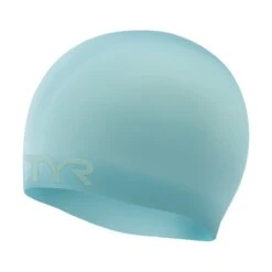 TYR Wrinkle-Free Silicone Swim Cap -Sport Blue Motion lcs light blue