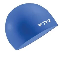 TYR Wrinkle-Free Silicone Swim Cap -Sport Blue Motion lcs blue 2