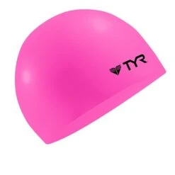 TYR Wrinkle-Free Silicone Swim Cap -Sport Blue Motion lcs fluorescent pink 1