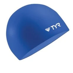 TYR Wrinkle-Free Silicone Swim Cap -Sport Blue Motion lcs navy 2