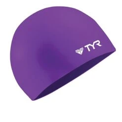 TYR Wrinkle-Free Silicone Swim Cap -Sport Blue Motion lcs purple 2
