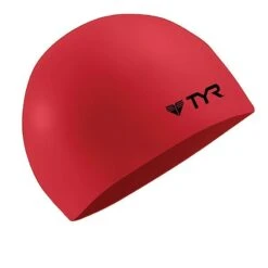 TYR Wrinkle-Free Silicone Swim Cap -Sport Blue Motion lcs red 2