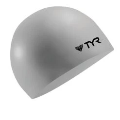 TYR Wrinkle-Free Silicone Swim Cap -Sport Blue Motion lcs silver 2