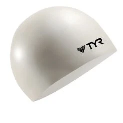 TYR Wrinkle-Free Silicone Swim Cap -Sport Blue Motion lcs white 2