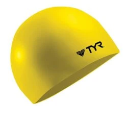 TYR Wrinkle-Free Silicone Swim Cap -Sport Blue Motion lcs yellow 2