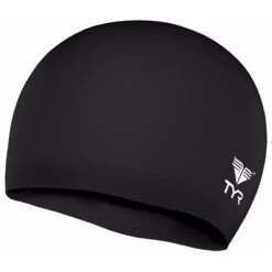 TYR Wrinkle-Free Silicone Jr. Cap -Sport Blue Motion lcsjr black