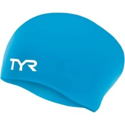 TYR Wrinkle Free Long Hair Jr. Cap -Sport Blue Motion lcsjrl 420 alt01