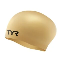 TYR Long Hair Wrinkle-free Swim Cap -Sport Blue Motion lcsl gold