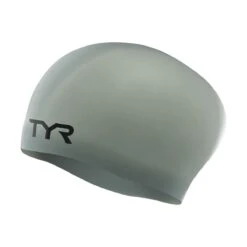 TYR Long Hair Wrinkle-free Swim Cap -Sport Blue Motion lcsl grey