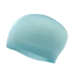 TYR Long Hair Wrinkle-free Swim Cap -Sport Blue Motion lcsl light blue