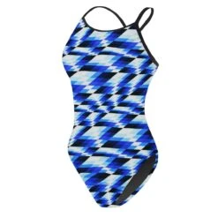 RISE Sandies Female Swerve Poly Swimsuit -Sport Blue Motion lgs47 16b