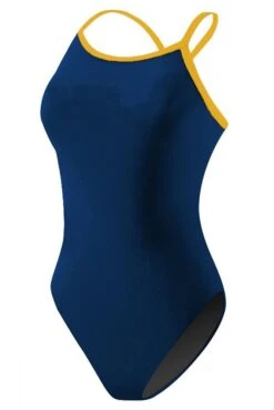 RISE Solid Poly Color Trim H-Back -Sport Blue Motion lgs64 front navy gold 1