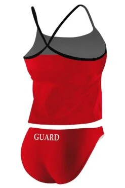 RISE Guard Poly 2-Piece Color Trim Tankini -Sport Blue Motion lgs79gu back red black
