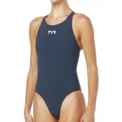 TYR Thresher Aeroback Swimsuit -Sport Blue Motion tpsa6 grey red front l
