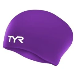 TYR Long Hair Wrinkle-free Swim Cap -Sport Blue Motion tyr long hair wrinkle free swim cap 4